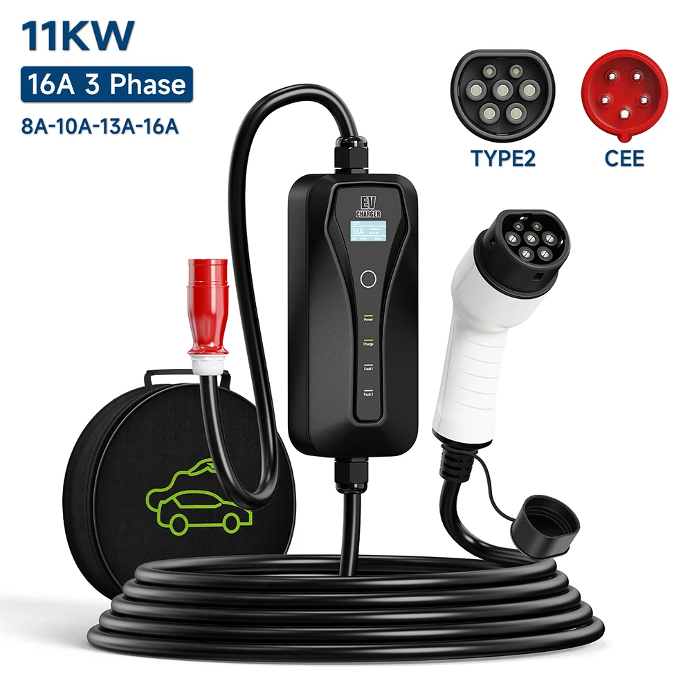 Cargador EV 11KW 16A tipo 2 ca - Type 2 Portable Ev Charger 11Kw Cee reseña y precio